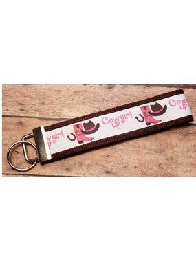 Brown Cowgirl Up Wristlet Keyfob / Keychain